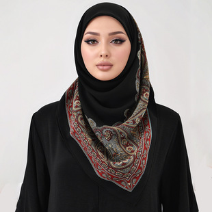 French Vintage Cashew Border Crystal Chiffon 110 All-match Square Scarf Women's Spring and Summer Fashion Decorative Shawl Scarf