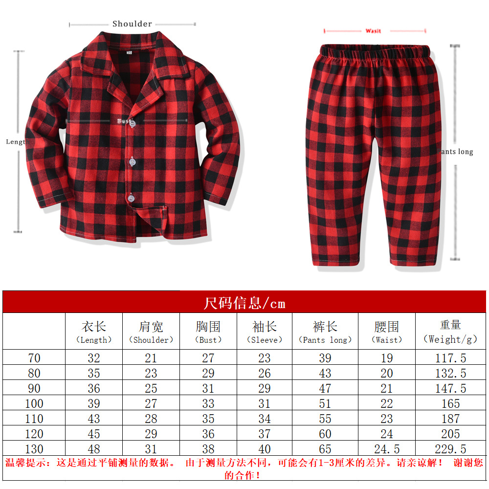 Autumn Cotton Pajamas New Red And Black Plaid Christmas Home Clothes Two-piece display picture 1