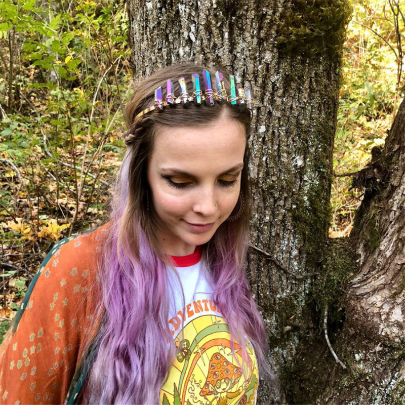 创意新款自然透明水晶发箍 女士欧美流行皇冠发箍 头箍witch饰品 仪式工具 图 3