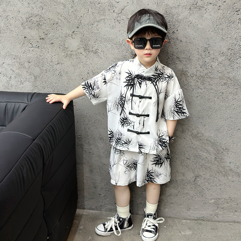 男童夏季國風套裝2024新款兒童新中式古風衣服寶寶夏款唐裝兩件套