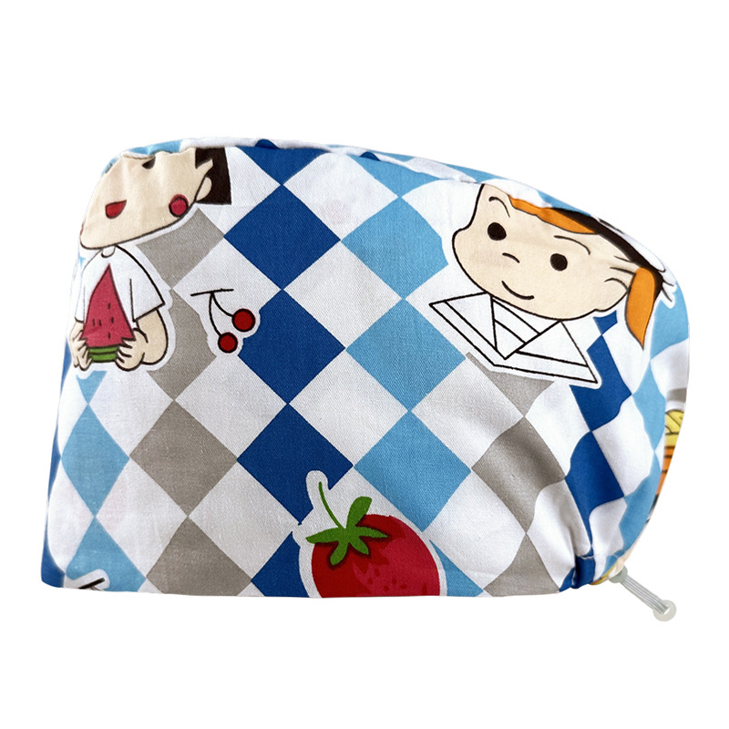 Pareja de dibujos animados lindo impreso puro algodón oral belleza médico tapa de trabajo tapa quirúrgica tapa de la enfermera de la sala de operaciones femenina