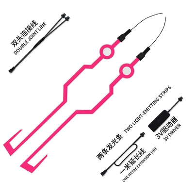 Luminous Helmet Clip-On Luminous Strip: Cold light sheet - fluorescent-pink