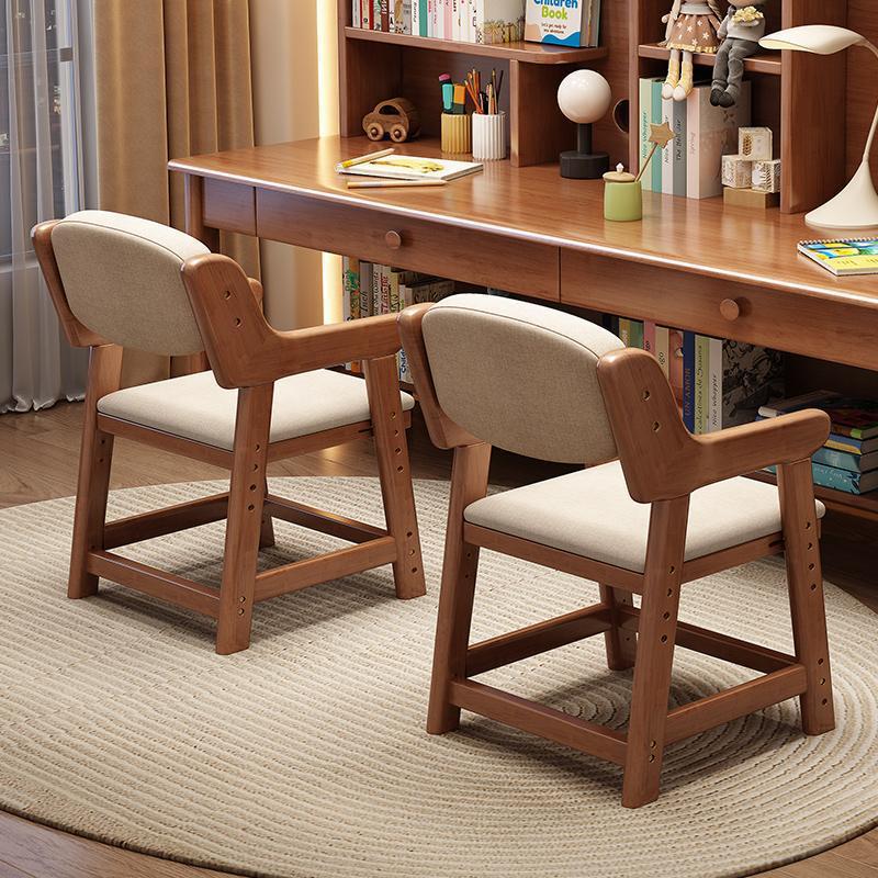 Solid Wood Children's Study Chair, Adjustable Desk Chair, Seat for Primary School Students, Home-Use Adjustable Dining Chair for Homework and Writing