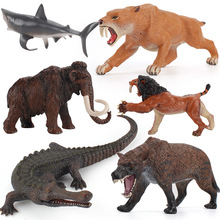 仿真远古动物模型巨齿鲨黑帝鳄剑齿狮长毛象认知摆件玩具跨境外销