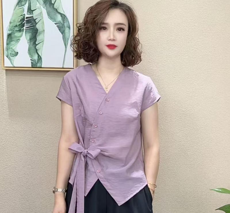 2025 夏の新スタイル重工業不規則なデザイン半袖ファッションストラップ V ネック Tシャツ女性の痩身トップス|undefined