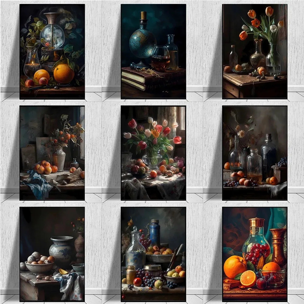 Gouache Flower and Fruit Bottle Sunshine Art Poster Factory One…