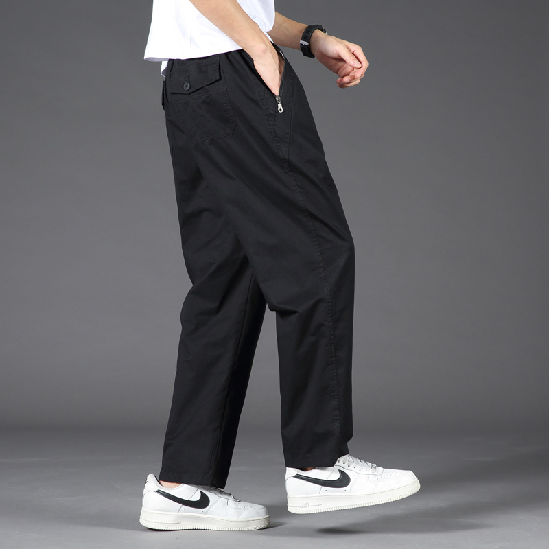Pantalones de trabajo de algodón transfronterizo de hombre, pantalones largos casuales de piernas largas de primavera y verano delgados para hombres