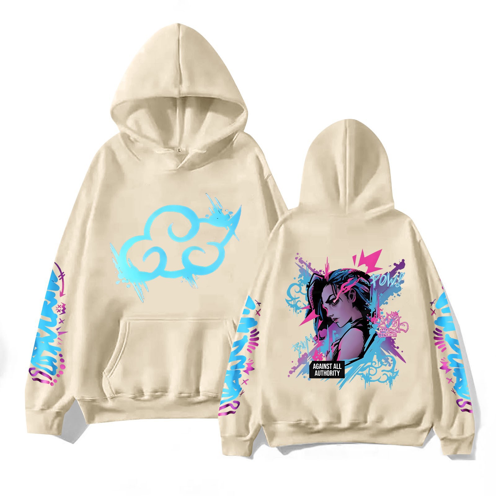 Y2k Arcane Jinx Cute Hooded Anime Print Harajuku Kawaii