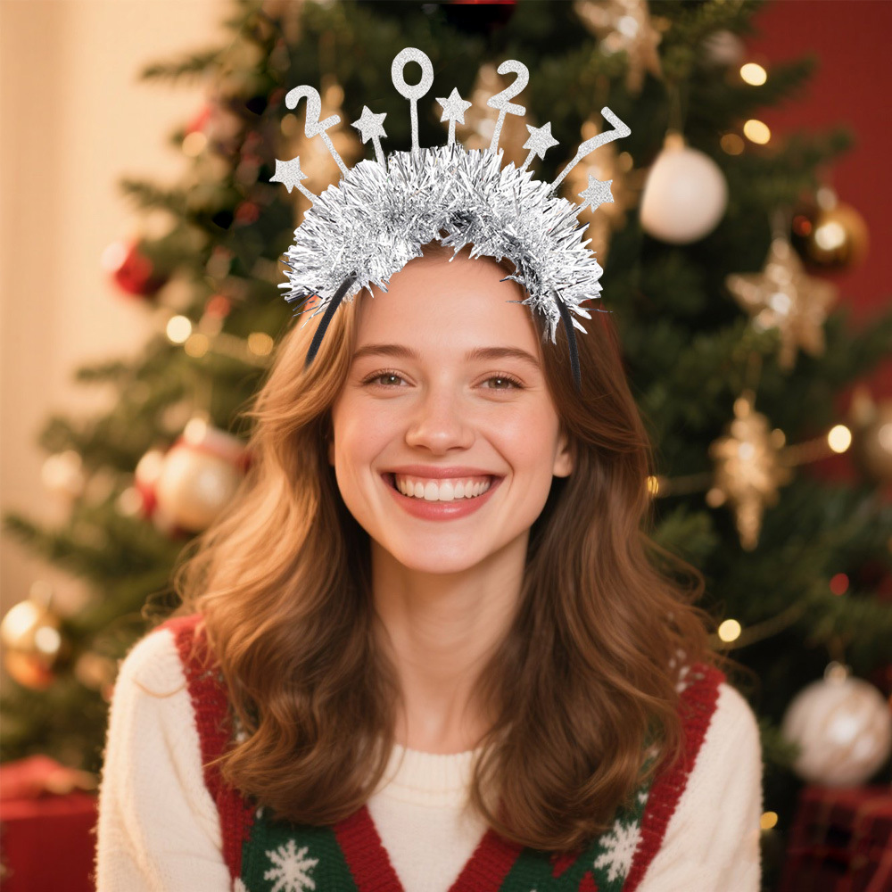 2027 Año Nuevo cabeza de Navidad decoración estrella de color bandas de cabello eventos de Año Nuevo número de pentacazos cabeza