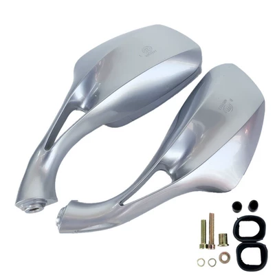 Electric Vehicle Zhongsha Princess Reversing: Motorcycle rearview mirror - silver-pair-comes-with-screw-pack