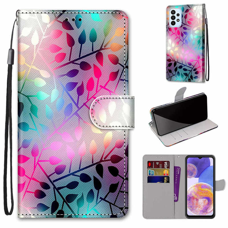 Cross-Border New Model Suitable for Samsung S25Ultra Painted Leather Case S24 Fe Flip Card Protective Case