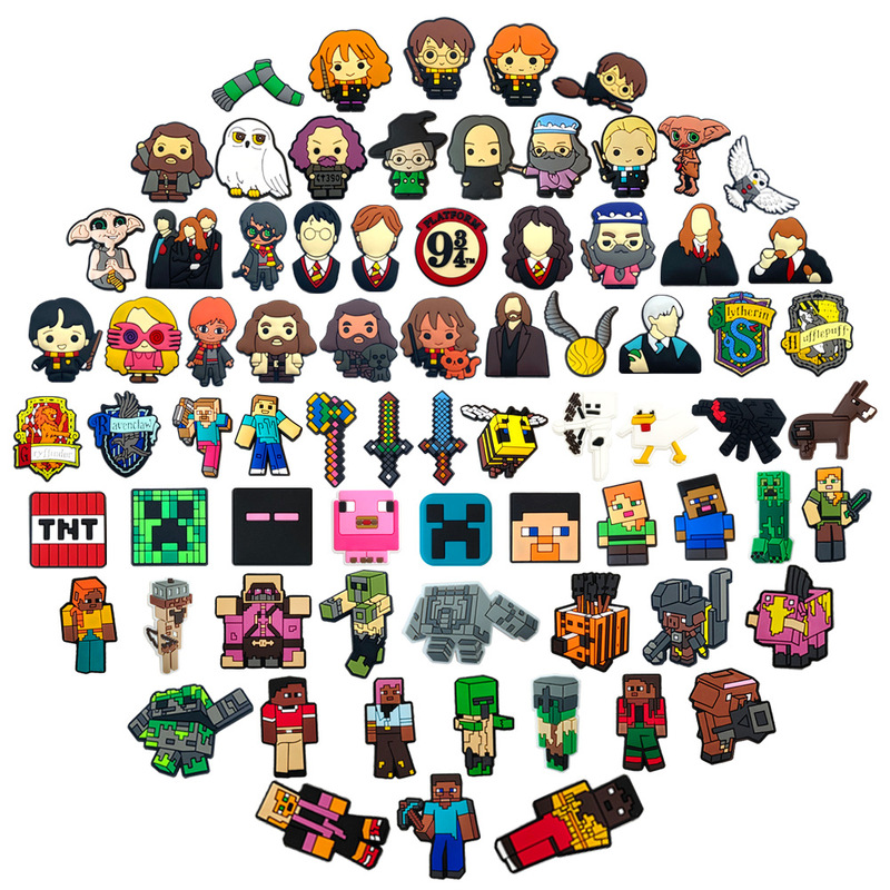 Harry Potter/Minecraft Shoe Charms Clog Shoe Accessories Cartoon Soft Rubber Shoe Accessories Trending on Temu