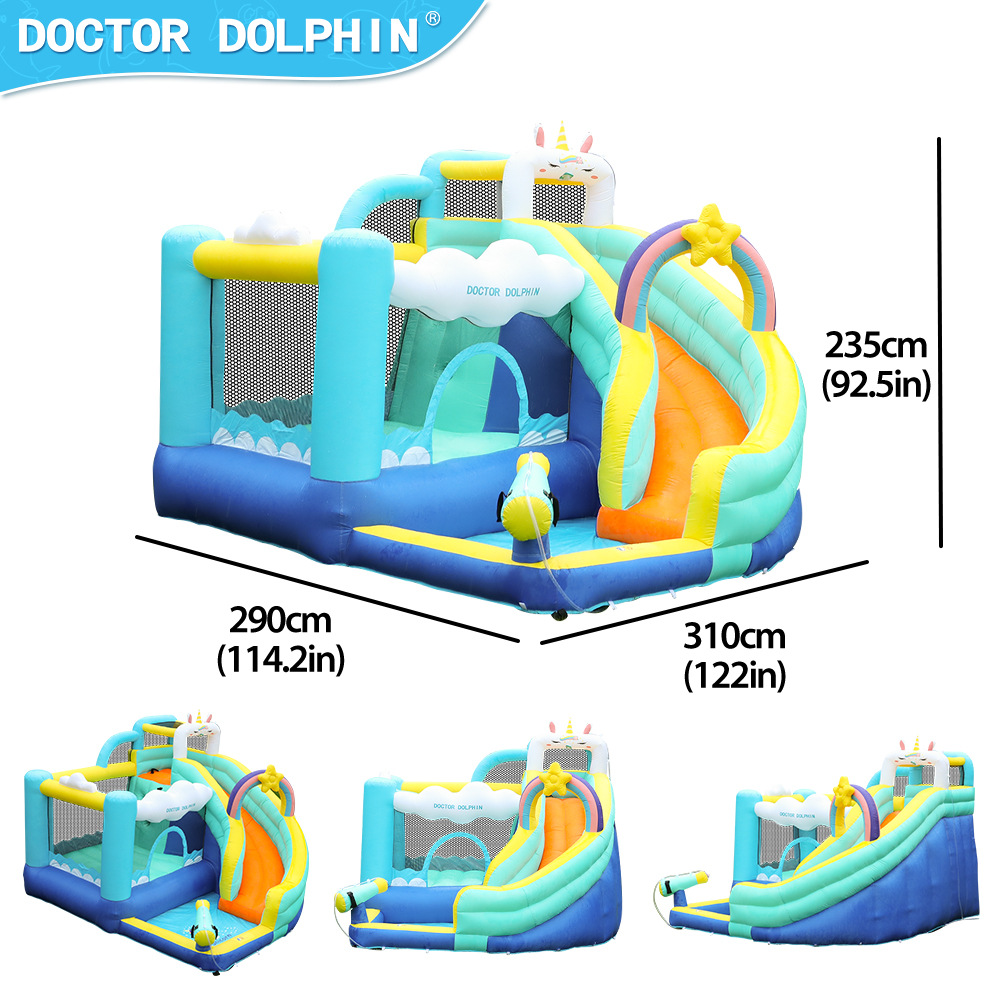 Dr. Pig inflatable castillo infantil pequeño parque infantil doméstico trampolín interior y exterior deslizante inflatable castillo deslizante