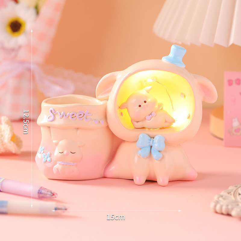 宇宙飛行士の子供の実用的な筆筒の小夜灯の家庭の寝室は学生の電気スタンドの誕生日プレゼントを並べます。|undefined