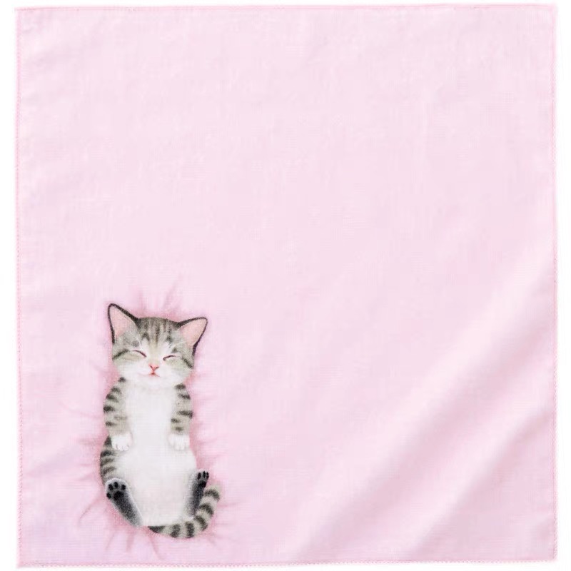 Cute Japanese little cat handkerchief with belly upturned cat hand towel creative gift baby baby towel