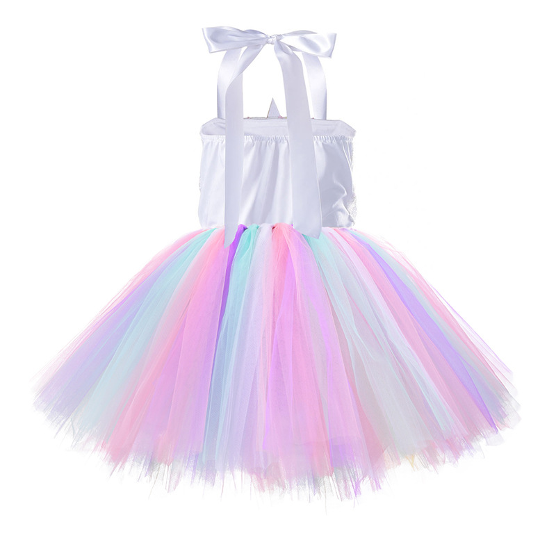 thumbnail image 4 of Vestido de princesa con velo abullonado y lentejuelas de arcoíris para niña de Halloween para niña de un año, 4 of 5