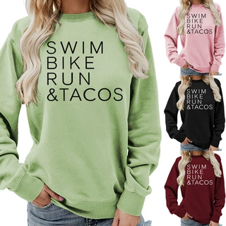 亚马逊货源swim blke run tacos印花圆领女士上衣卫衣秋冬外套休