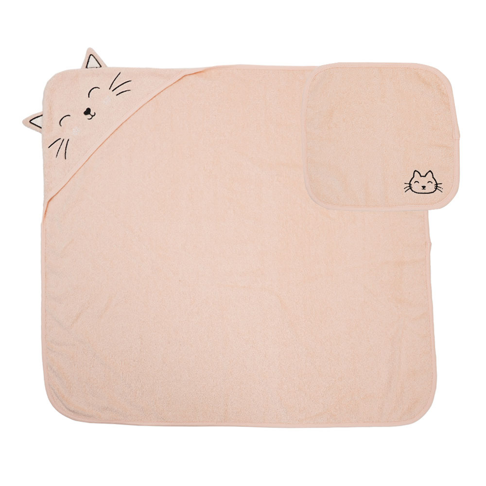 Sunnozy toalla de baño con capuchón super dulce pequeña combinación de toalla cuadrada especial para bebés adorable toalla de algodón super suave