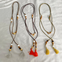 民族风小象串珠编绳项链复古百搭波西米亚吊坠小众设计款长项链女