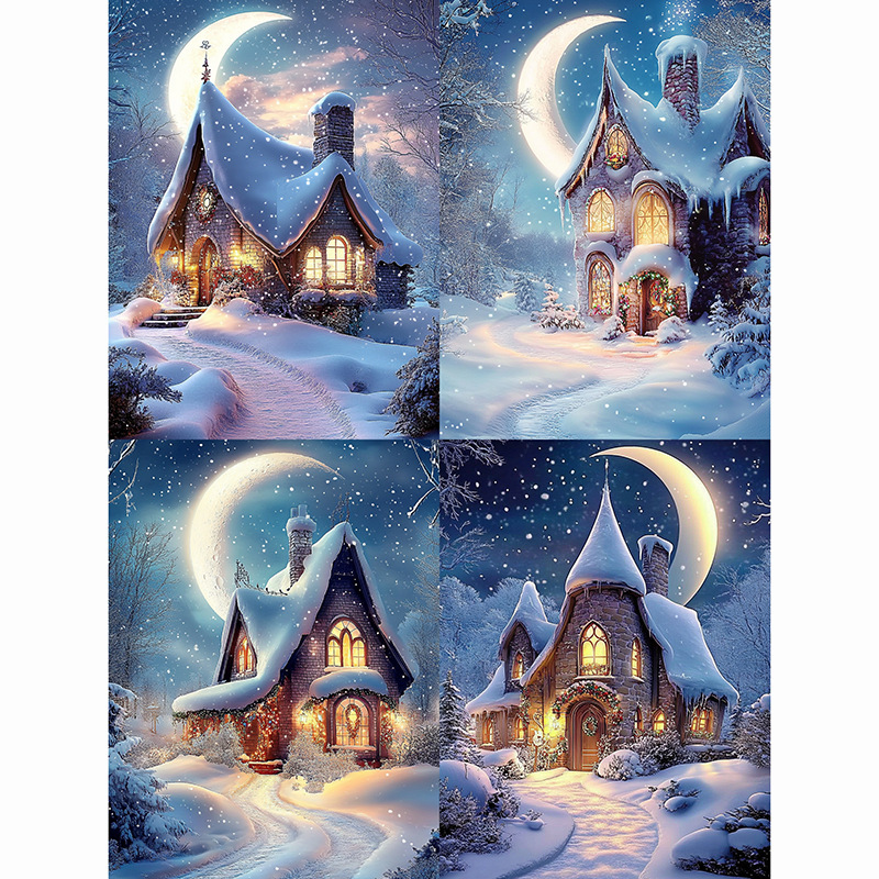 Snowscape Fairy Tale House Castle 5d Diamond Painting Full Diamond Cross Stitch 2025 New Arrival Masonry Sticker Handmade DIY with Frame
