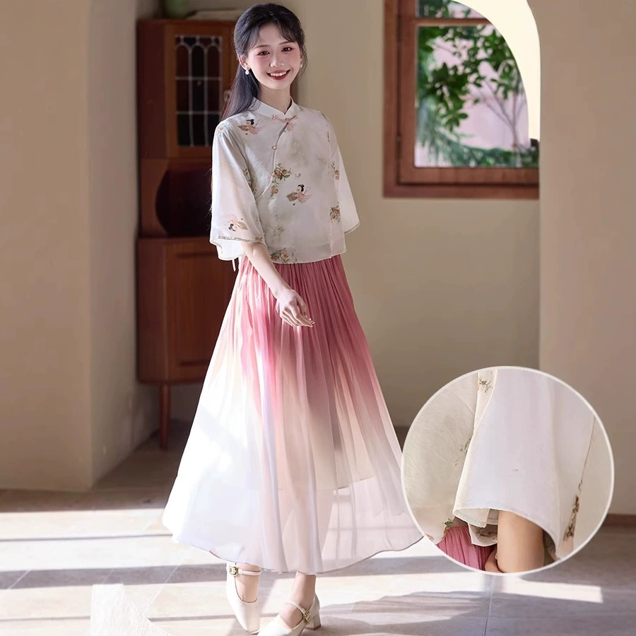 Китайская Народная Республика Девушка Тан в костюме Cheongsam Топ Новый китайский ретро-принт