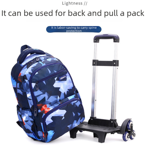Third-party delivery: Natural Fish Pull-Handle Backpack 3-Piece Set for Elementary & Middle School Boys and Girls – High-Capacity, Fashionable, Ergonomic, Cross-Border Design