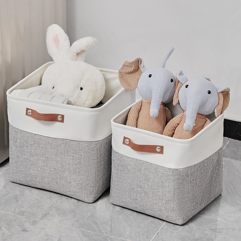 博颂杰加厚棉麻收纳筐可折叠家用杂物衣服置物筐手提收纳篮批发