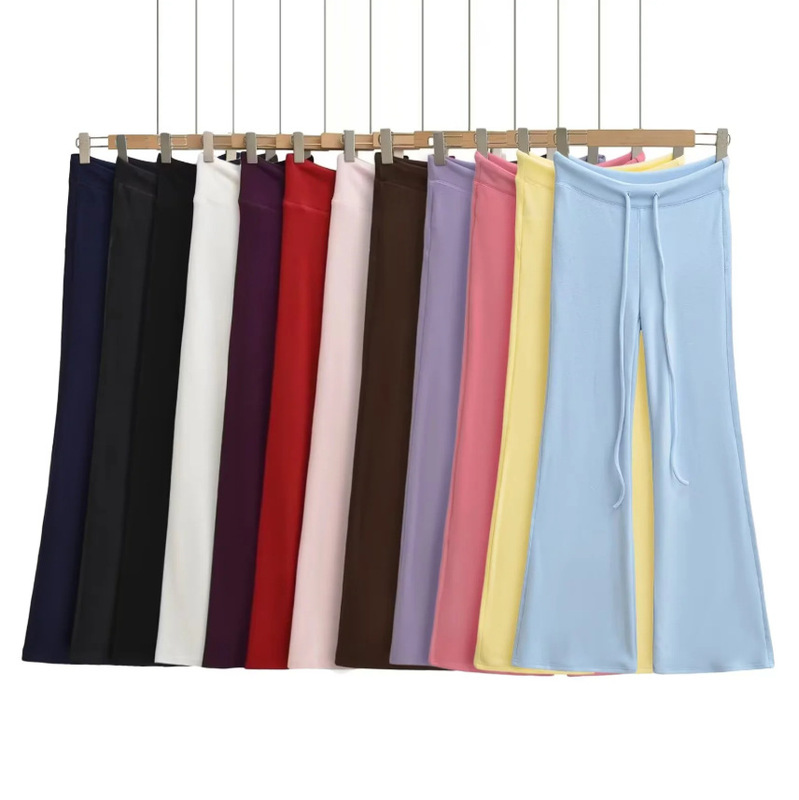 Fleece Micro-Flared Casual Pants for Women 2025 Autum New Retro Sexy Pure Color High-Waist Slimming Look Draped Yoga Pants