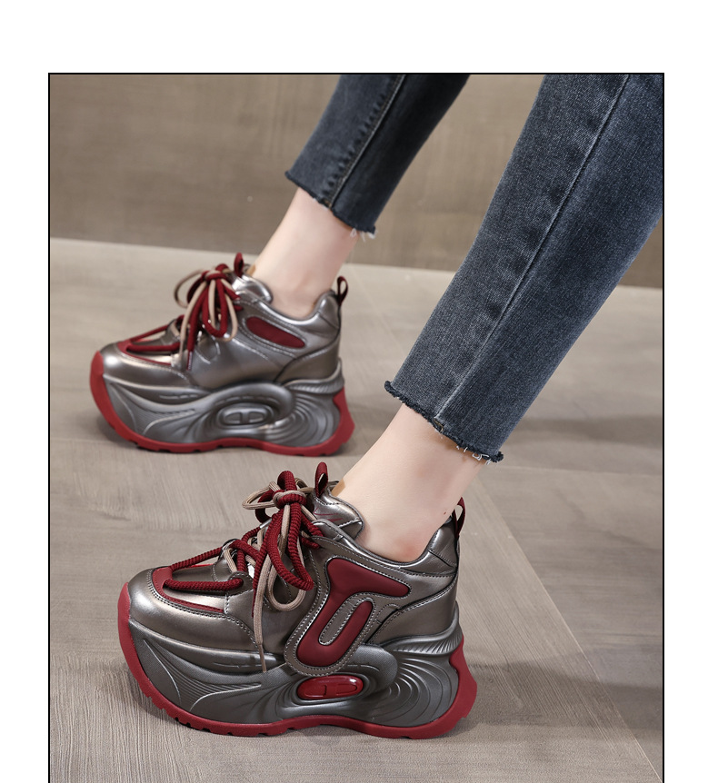 Giày sneaker nữ đế dày tăng chiều cao phong cách bánh xốp mềm mại — Màu be chi tiết 15