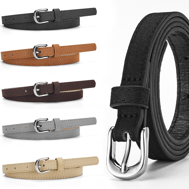 Fashionable and generous simple small belt women's suede thin belt jeans dress decorative belt women's in stock