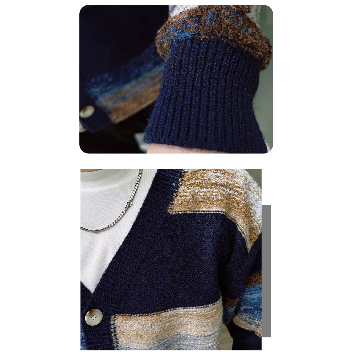 Explosiones transfronterizas de tamaño europeo suéter de jersey de punto de tamaño grande hombre gradiente cardigán chaqueta gran V fábrica de marea al por mayor