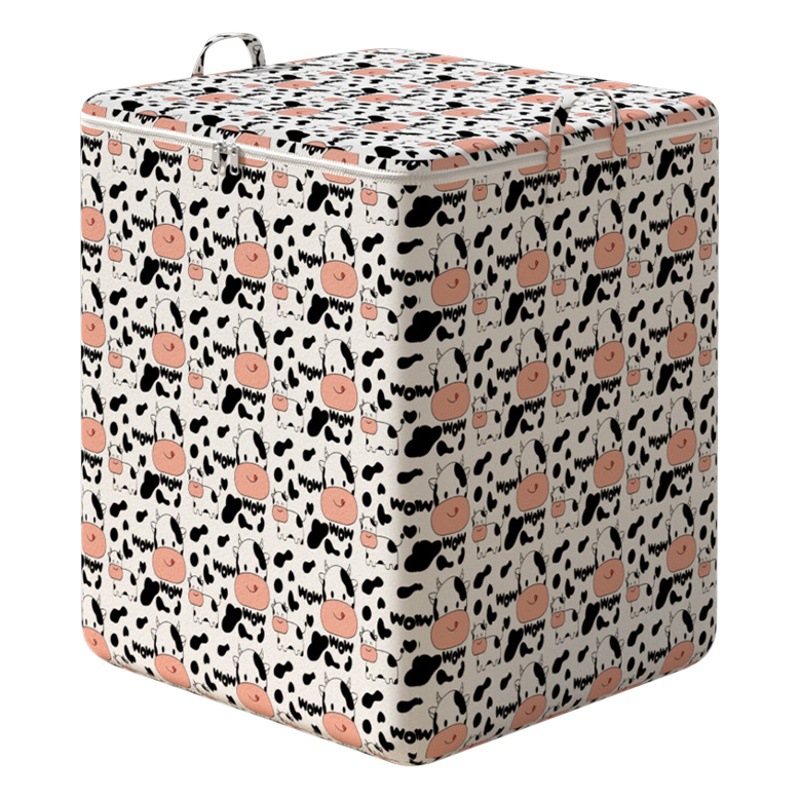 Edredón de algodón caja de almacenamiento grande ropa acolchada de algodón no tejida engrosada caja de almacenamiento de ropa acolchada de algodón bolsa de almacenamiento de tela con cremallera doble abierta