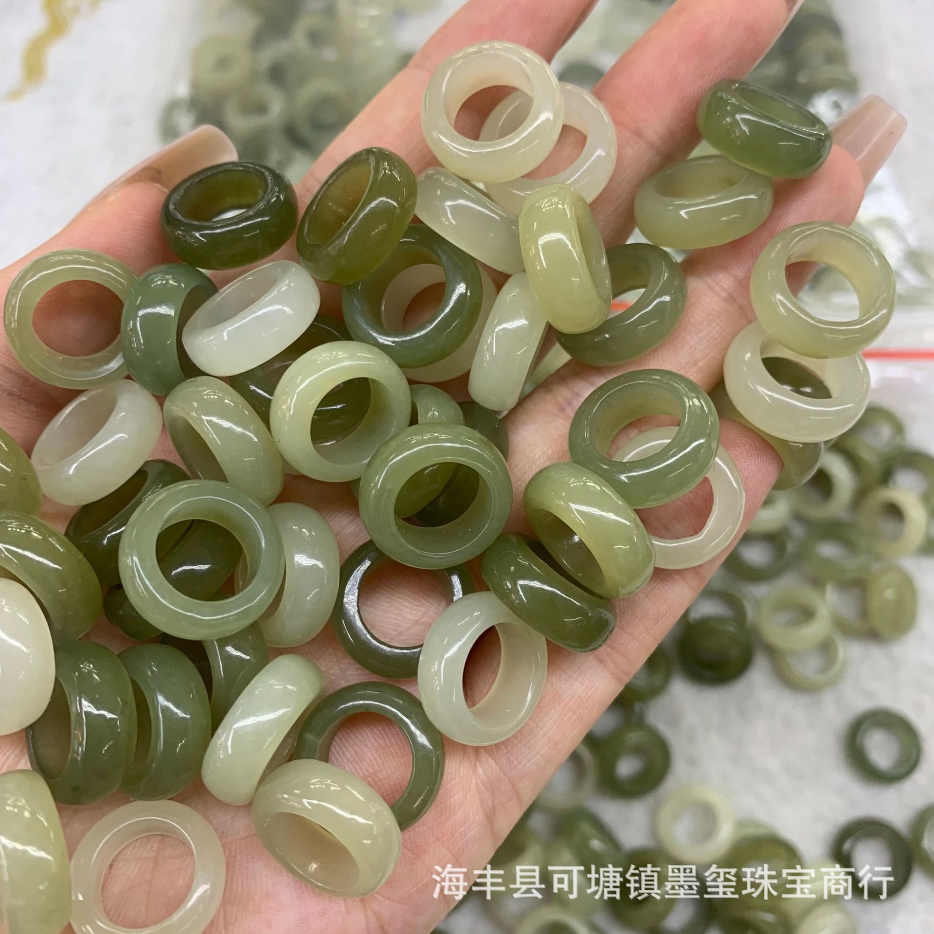 和田玉青海料跑环内径10m手串手链配件文玩DIY小配饰项链挂件批发