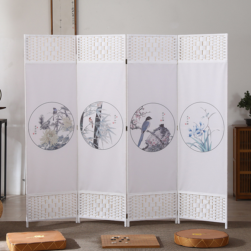 中国風のシンプルなスクリーンパーティション壁屏風リビングルーム寝室ブロッキングシンプルモダンな折りたたみモバイル布バリアホーム