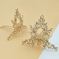 Diy новый сплав U-образный полый феникс ротанг полосатый венец корона шаг трясти ретро свадебные аксессуары для волос материал ручной работы