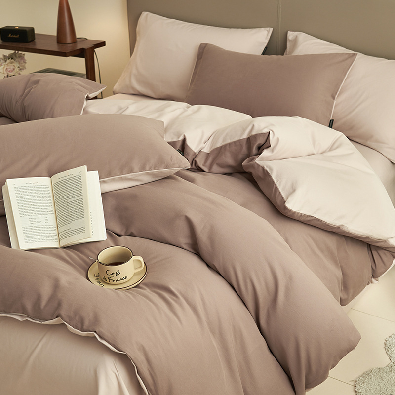 Cama de cuatro piezas de algodón 2025, nueva sábanas molidas cubierta de ropa de cama dormitorio de tres piezas de invierno engrosado