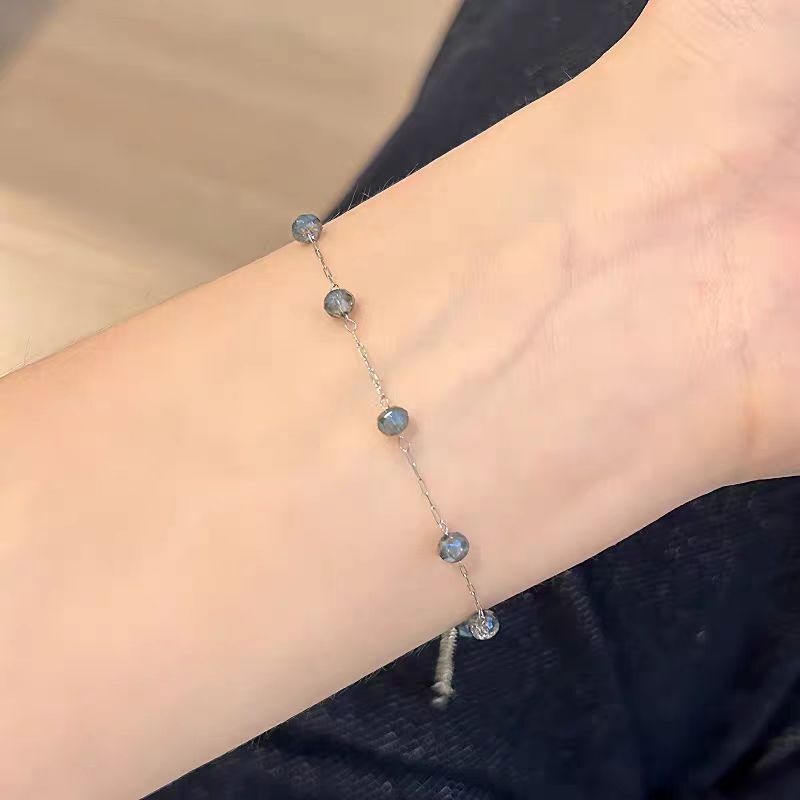 清冷感透蓝手链天然石小众法式轻奢高级感圆珠水晶百搭简约手饰品|undefined
