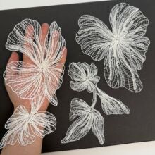 R167一组3片新款鱼丝线水溶刺绣镂空蕾丝贴花 diy手工花边辅料