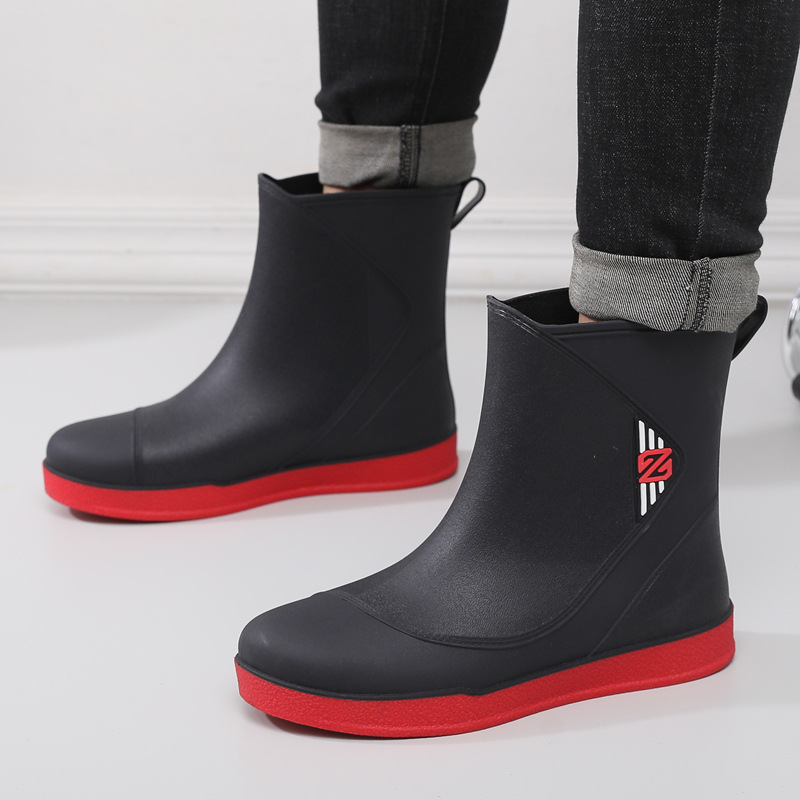 2024 nuevas Botas de lluvia zapatos de goma para hombres Botas de lluvia a media pantorrilla Cocina para llevar zapatos de agua de moda Zapatos de pesca para hombres zapatos de trabajo moda