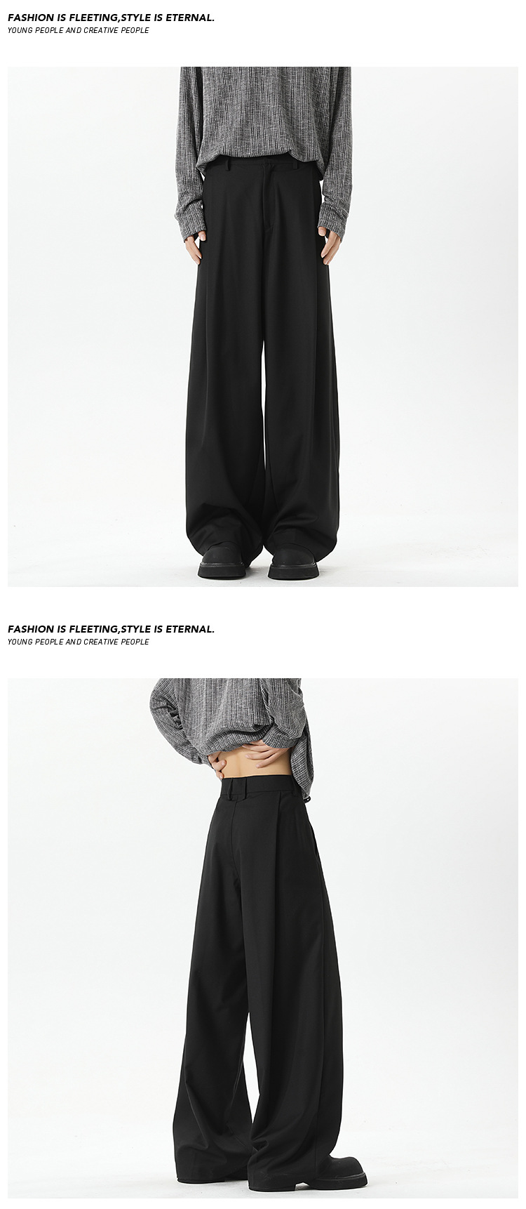 Pantalone uomo ampio con pieghe nero pantalone casual elegante_voghion.com