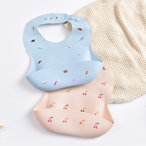 Baby bibs waterproof bibs children's eating silicone super soft rice pockets baby saliva pockets children's anti-dirty artifact