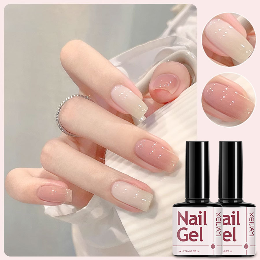 Juego de Esmalte de Uñas Gel Lechoso Set, Secado, Capa de sellado, Refuerzo, para Salón de Uñas