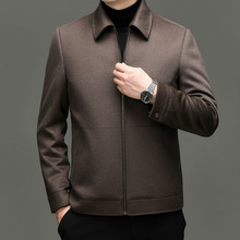 獭兔内胆可拆卸男高端中年爸爸装翻领商务休闲羊毛呢外套夹克
