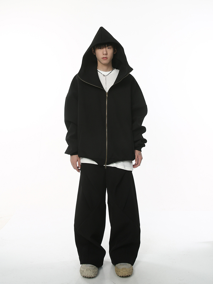 Ropa para hombre MTLCLOTHES | Conjunto de sudadera con capucha y cremallera doble estilo americano retro informal de peso pesado