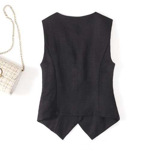 Linen vest women's thin summer new high-end slimming short sleeveless suit v-neck jacket