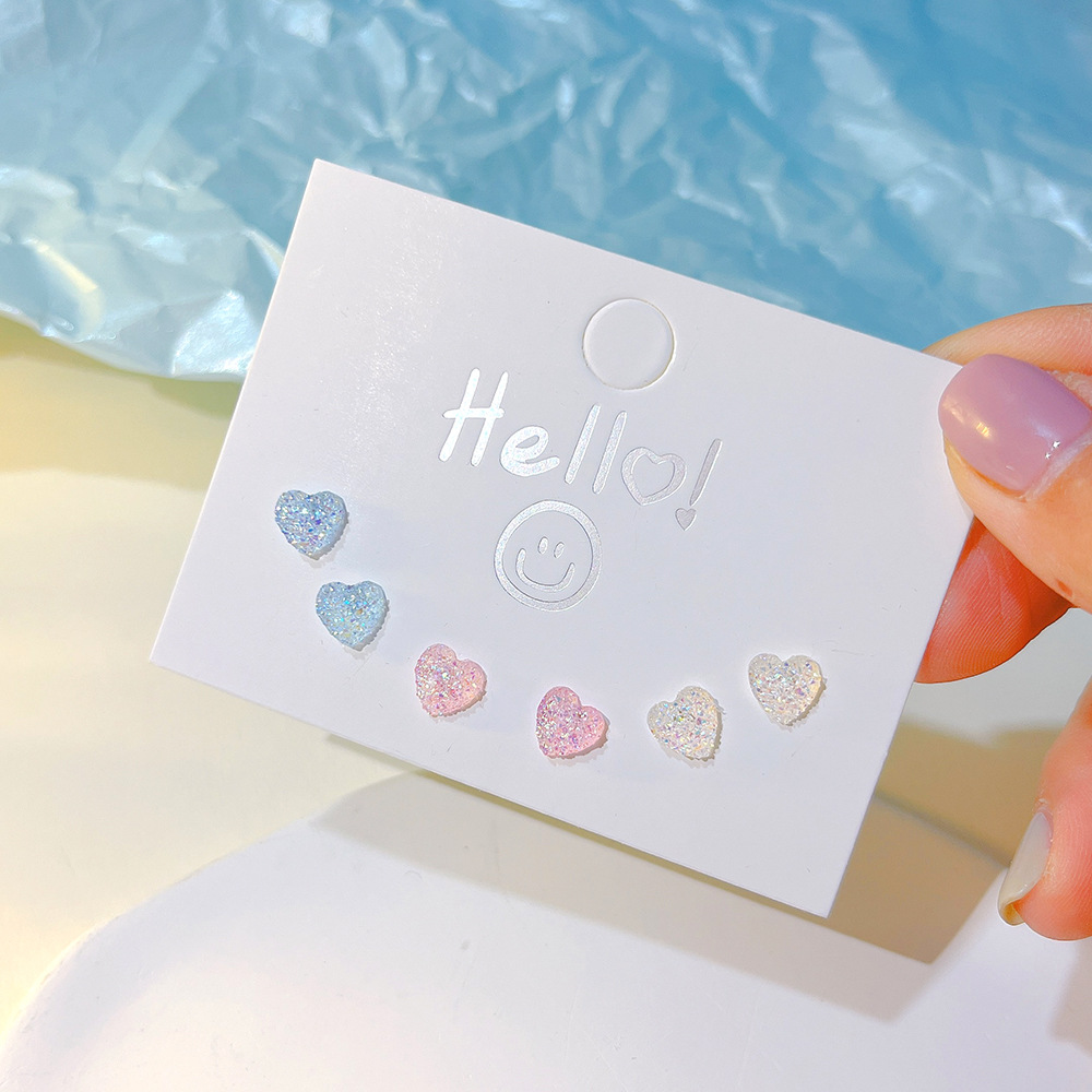 Daily Occasion Plastic, Resin Material 3 Pairs Cute Leaf Heart Shape Flower Plastic Resin Epoxy Women's Ear Studs