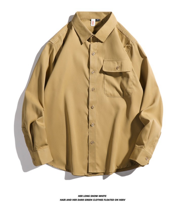European Style Workwear For Men, Spring And Autumn New Loose Fit Casual Solid Color Shirt Jacket Trendy_viptrois.com