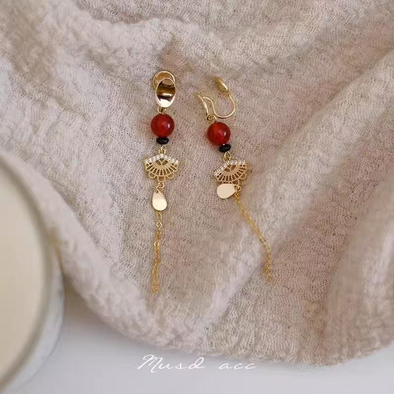 El precio especial de la marea nacional Fuqi Ruyi cerradura aretes de borda nuevo diseño original chino estilo nacional personalidad artesanal image 8