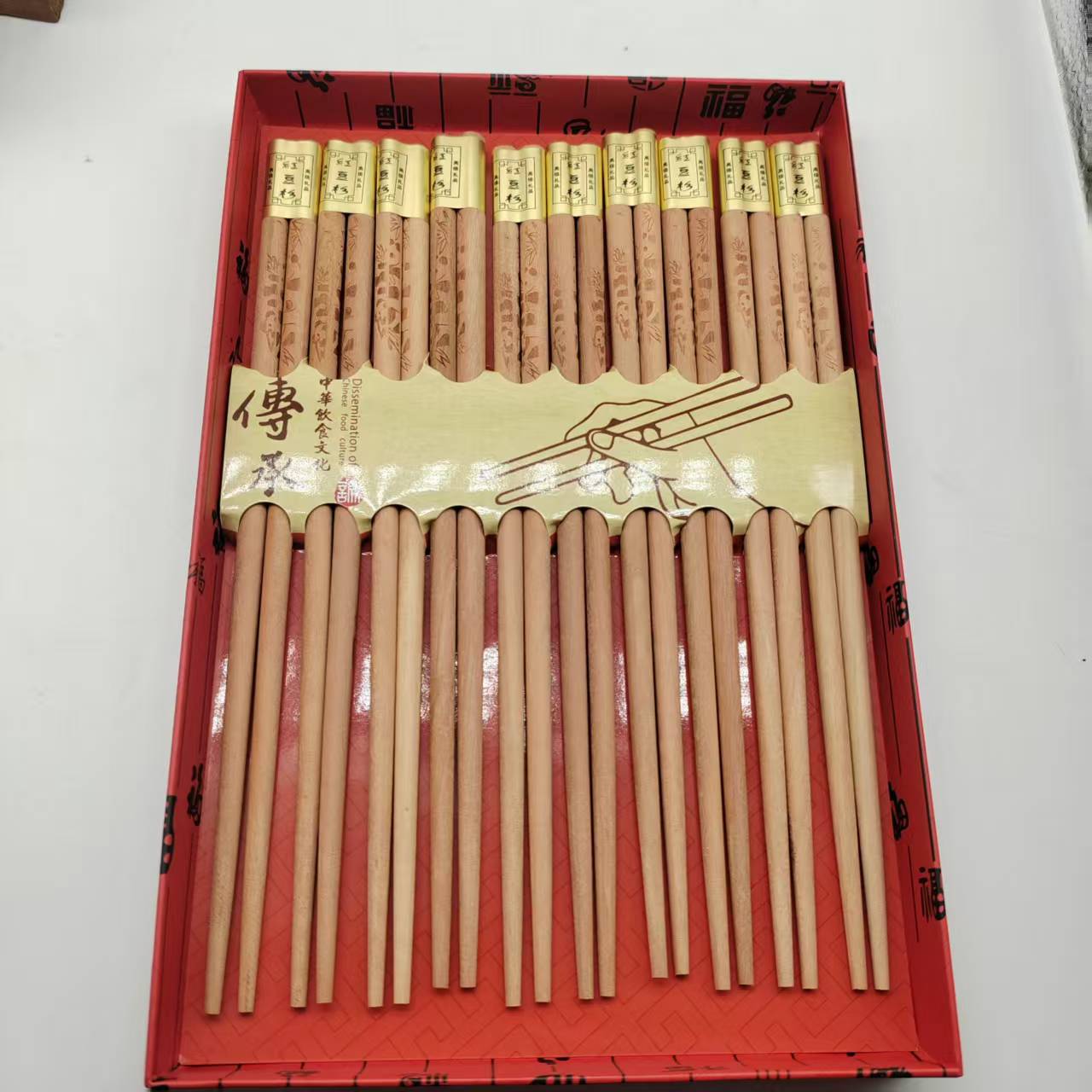 仿红豆杉筷子礼盒装红木筷子木质工艺品木筷古朴家用送礼礼品
