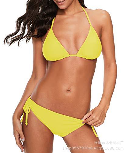 Set de Bikini Triángulo con Cordones Set de 2 Piezas de Nylon con Almohadilla sin Aros para Natación y Playa